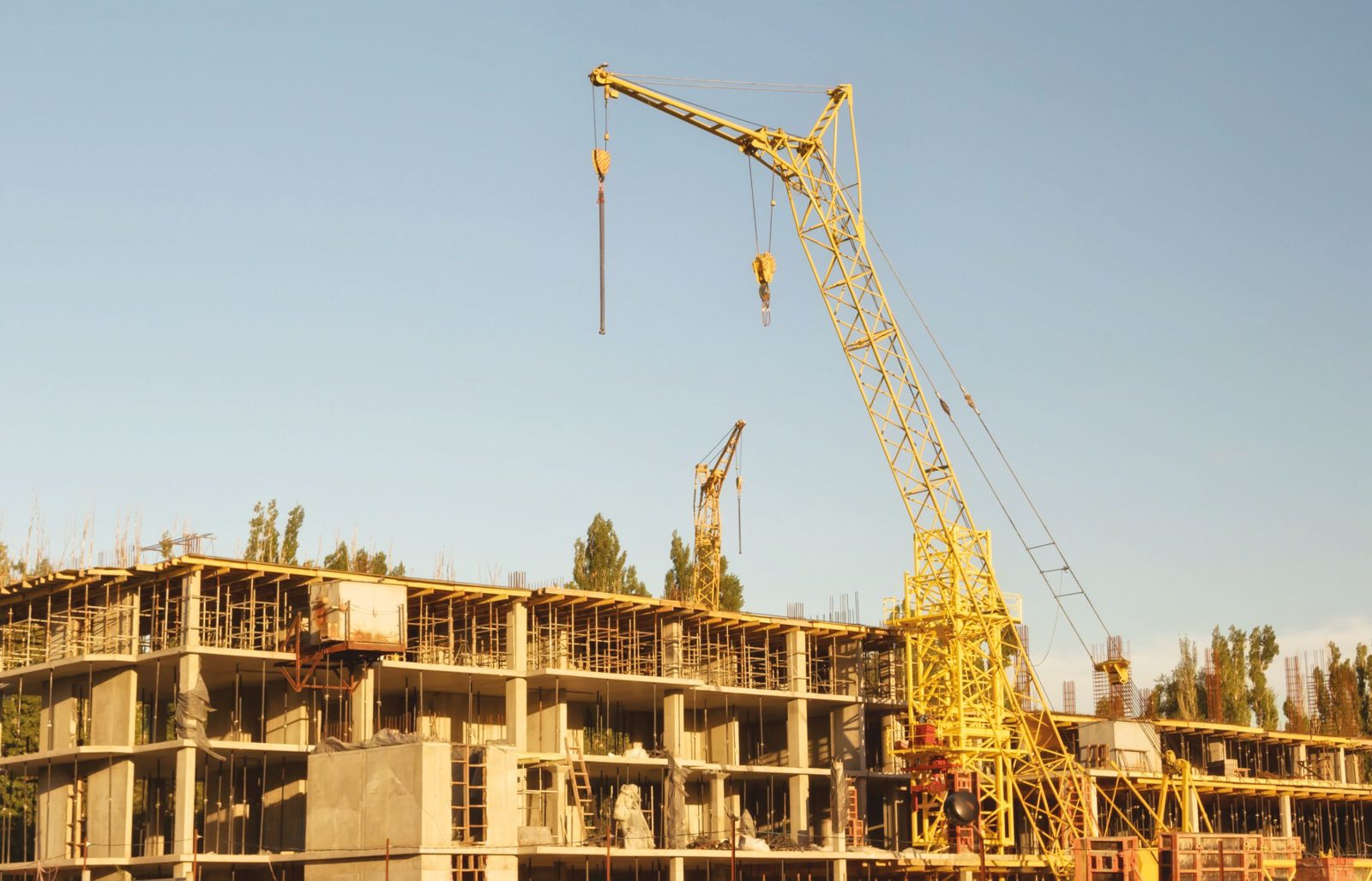 Construction site at dusk